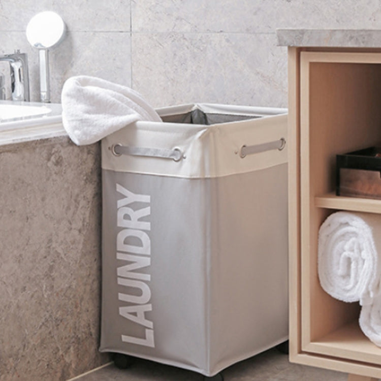 Bathroom Oxford Waterproof Dirty Clothes Laundry Foldable Storage Basket Hamper with Wheels