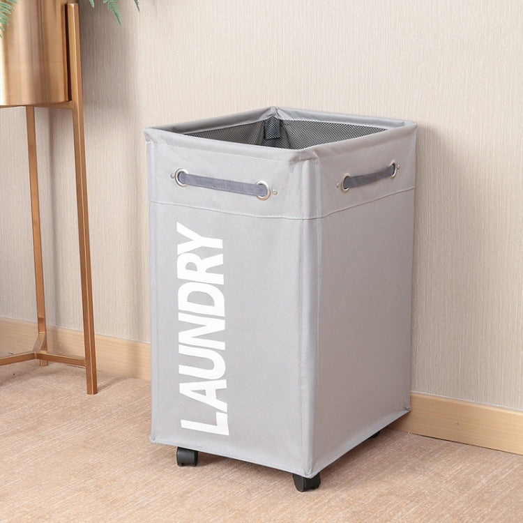 Bathroom Oxford Waterproof Dirty Clothes Laundry Foldable Storage Basket Hamper with Wheels