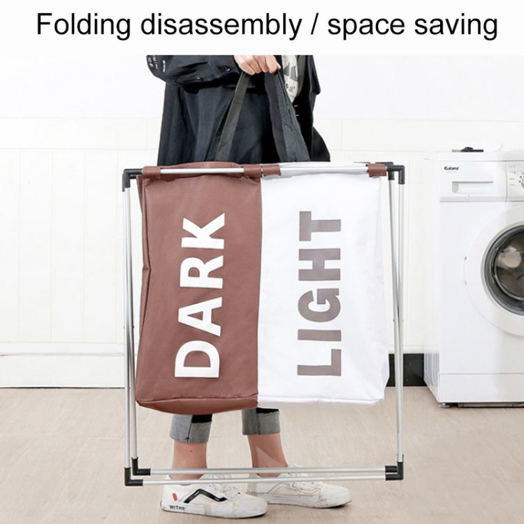Two Grid Oxford Cloth Laundry Basket Dirty Clothes Waterproof Storage Bag Foldable Basket Bathroom Hamper