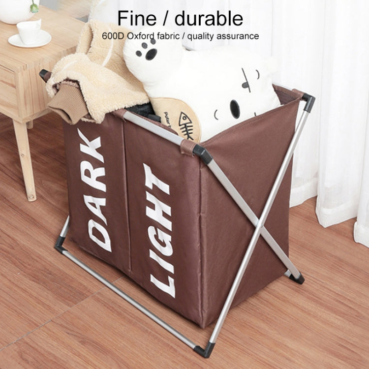 Two Grid Oxford Cloth Laundry Basket Dirty Clothes Waterproof Storage Bag Foldable Basket Bathroom Hamper