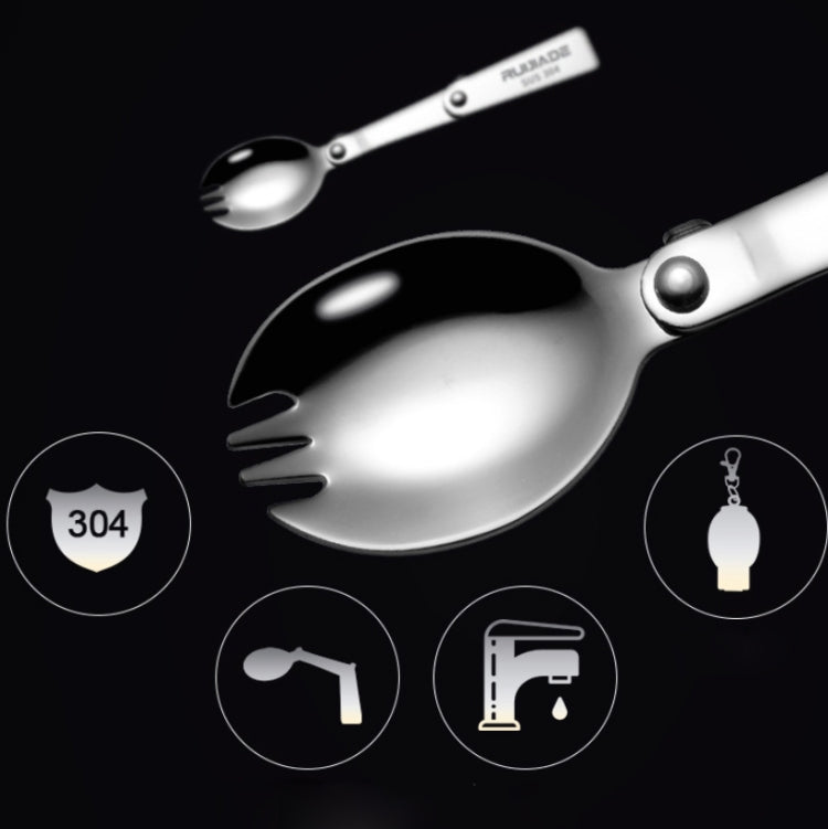 2PCS Stainless Steel Folding Fork Spoon Integrated Dual-use Picnic Portable Tableware, Random Color Delivery