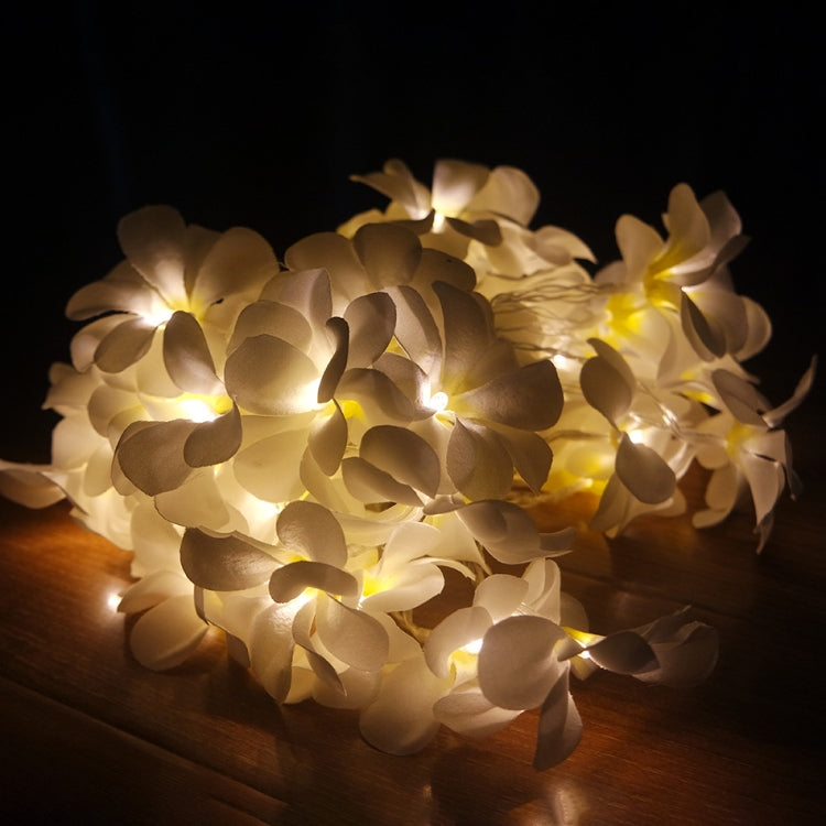 1.5m 10 LEDs Battery Powered Warm White Creative DIY Frangipani LED String Lights Floral Holiday Lighting Event Party Garland Bedroom Decoration