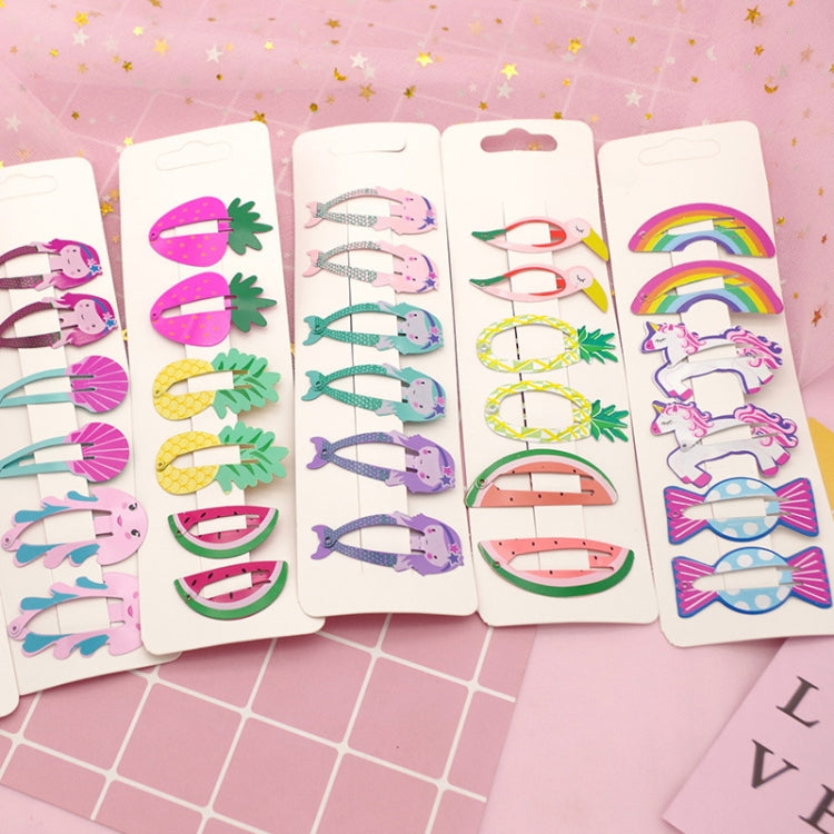 6 PCS/Set Kids Hair Accessories Fruit Hairpins Cartoon Rainbow Hair Clip