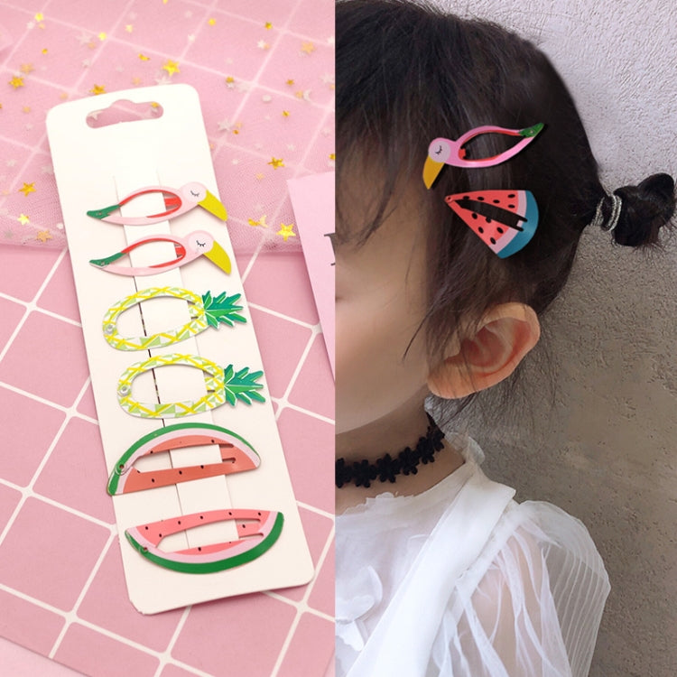 6 PCS/Set Kids Hair Accessories Fruit Hairpins Cartoon Rainbow Hair Clip