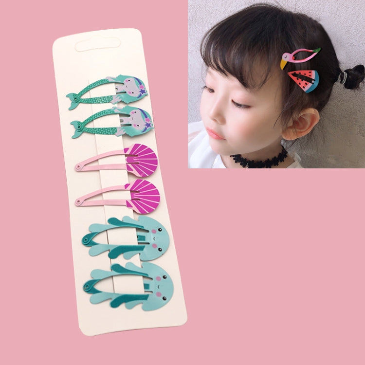 6 PCS/Set Kids Hair Accessories Fruit Hairpins Cartoon Rainbow Hair Clip