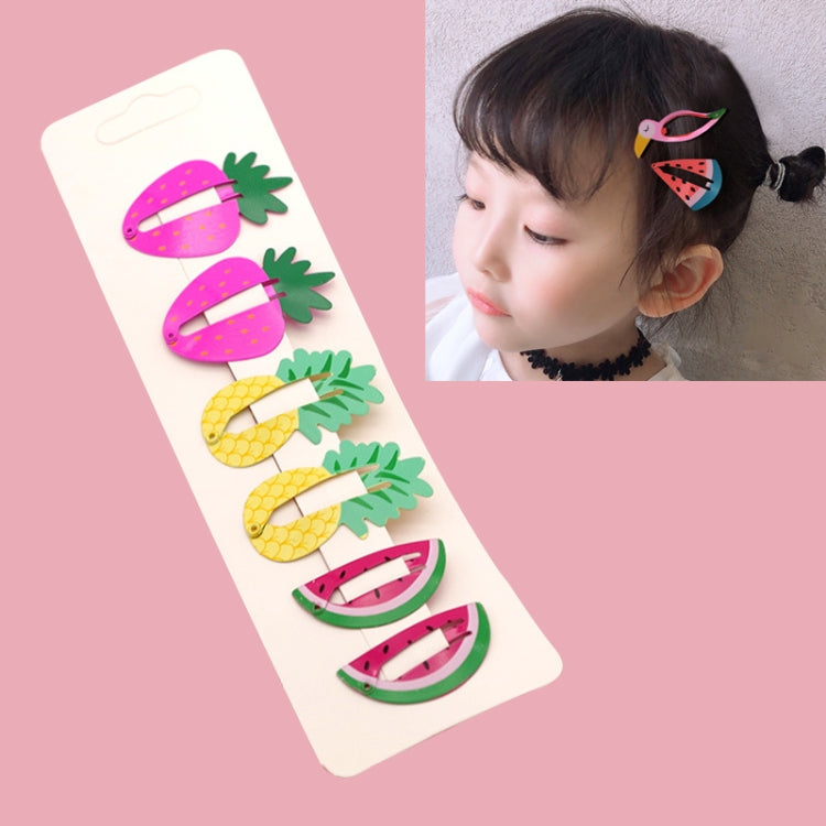 6 PCS/Set Kids Hair Accessories Fruit Hairpins Cartoon Rainbow Hair Clip