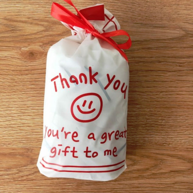 Medium Simple Drawstring Pocket Smile Gift Food Travel Packaging Bag