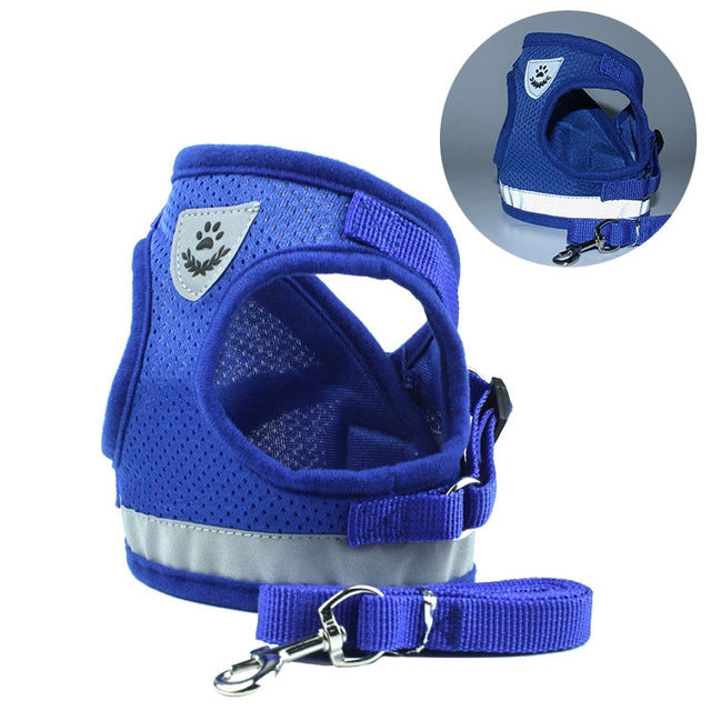 Adjustable Polyester Mesh Reflective Vest Lead Leash for Pet Dog