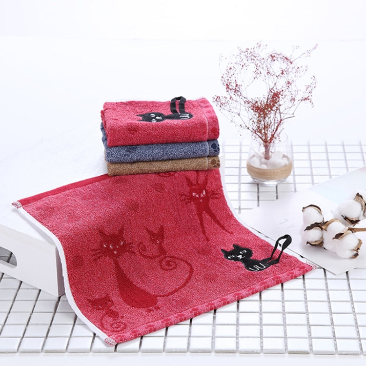 Cute Kitten Pattern Print Cotton Soft Child-Towel Household Face Towel Cartoon Cat Cotton Towels