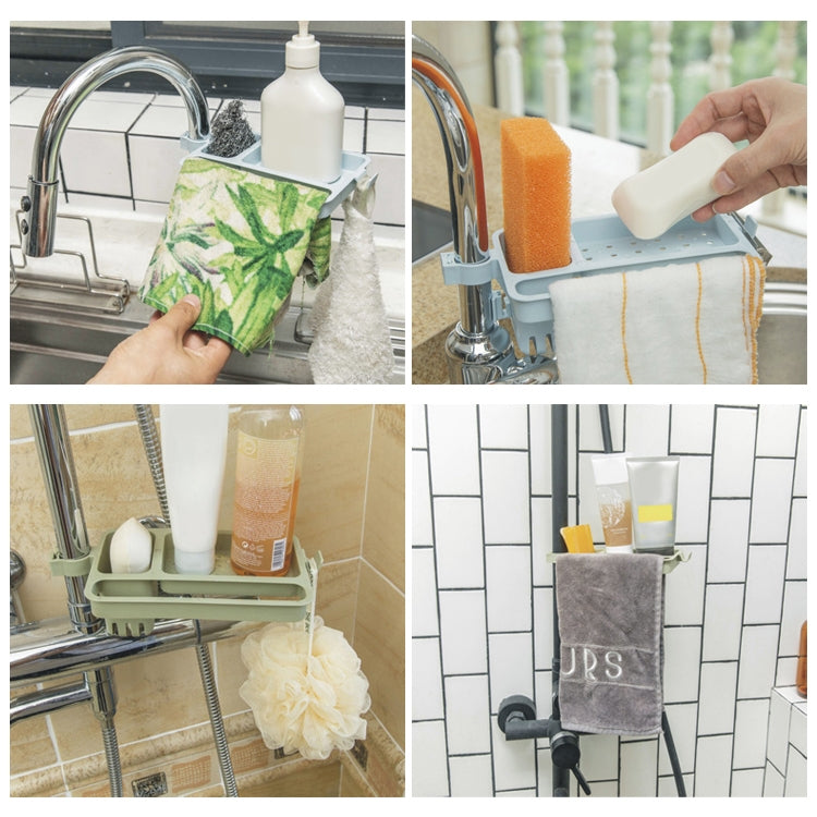 Multifunctional Bathroom Faucet Drain Rack Soap Box Rag Hook