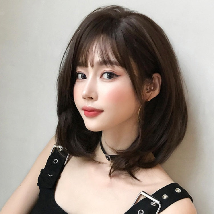 Female Short Hair With Bangs Wig Suitable For Round Face Shoulder Buckle Hair