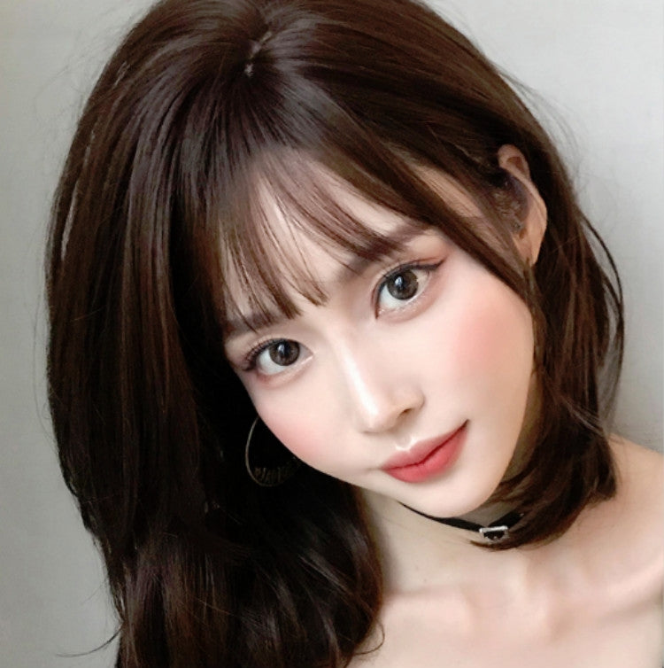 Female Short Hair With Bangs Wig Suitable For Round Face Shoulder Buckle Hair