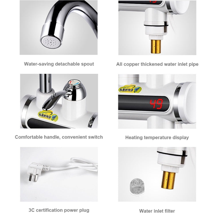 220V Kitchen Tankless Water Heater Instant Electric Faucet Electric Heater Tap with Temperature Display