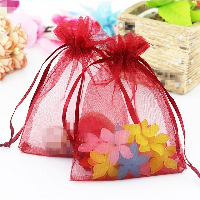 100 PCS Organza Gift Bags Jewelry Packaging Bag Wedding Party Decoration, Size: 7x9cm