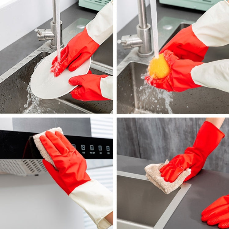 1 Pair Household Two-color Washing Gloves Housework Cleaning Laundry Dishwashing Latex Gloves