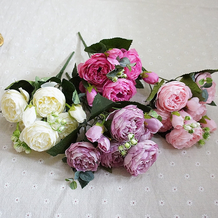 Beautiful Rose Peony Artificial Silk Flowers Small Bouquet Fores Home Party Spring Wedding Decoration Fake Flower