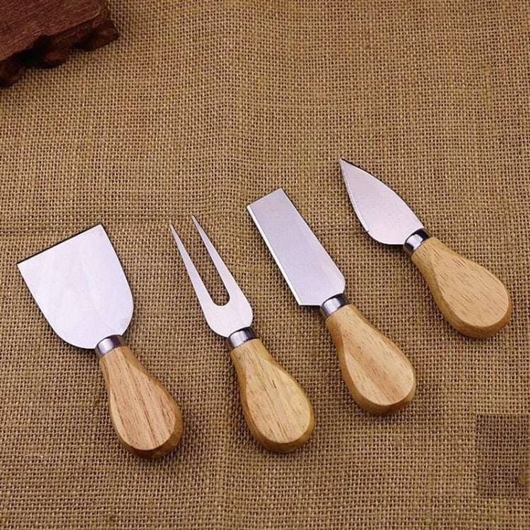 4pcs / Set Stainless Steel Cheese Knife Bamboo Handle Cheese Slicer Wood Handle Cheese Knives Set Cutter