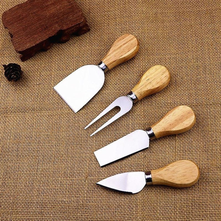 4pcs / Set Stainless Steel Cheese Knife Bamboo Handle Cheese Slicer Wood Handle Cheese Knives Set Cutter