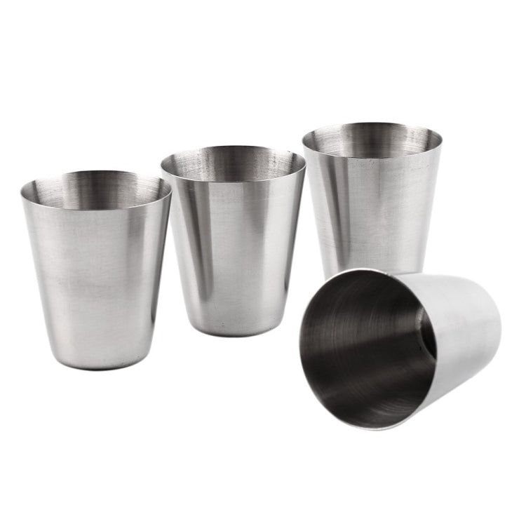 4 in 1 Outdoor Mini Stainless Steel Cup Hiking Camping Travel Portable Drinking Water Cup Set Leather Cup