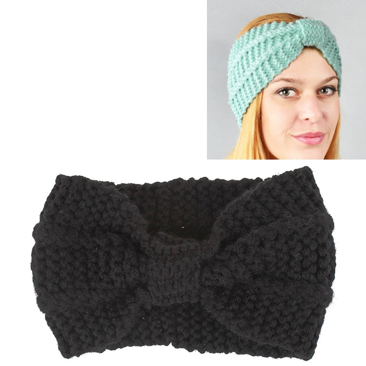 Winter Knitted Headband Turban Women Crochet Bow Wide Stretch Hairband Head Wrap
