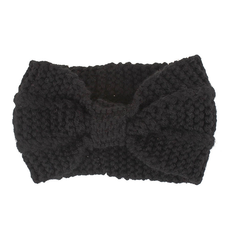 Winter Knitted Headband Turban Women Crochet Bow Wide Stretch Hairband Head Wrap