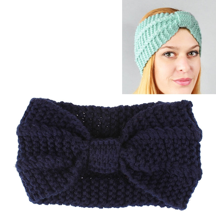 Winter Knitted Headband Turban Women Crochet Bow Wide Stretch Hairband Head Wrap