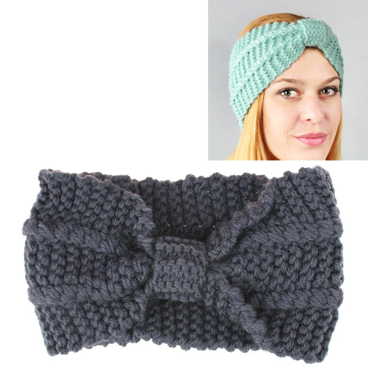 Winter Knitted Headband Turban Women Crochet Bow Wide Stretch Hairband Head Wrap