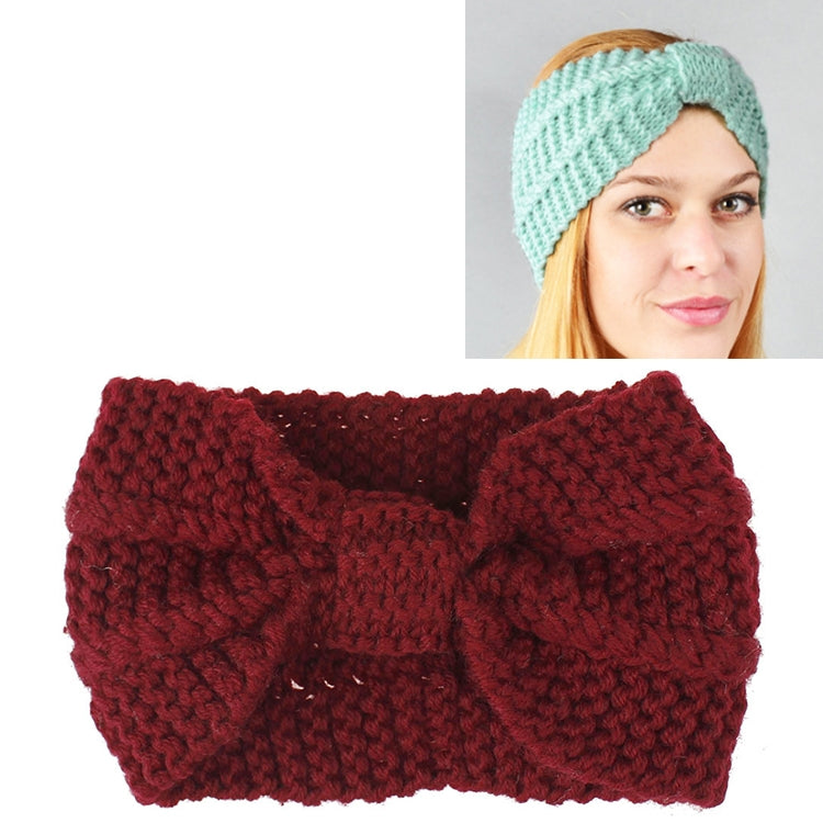 Winter Knitted Headband Turban Women Crochet Bow Wide Stretch Hairband Head Wrap