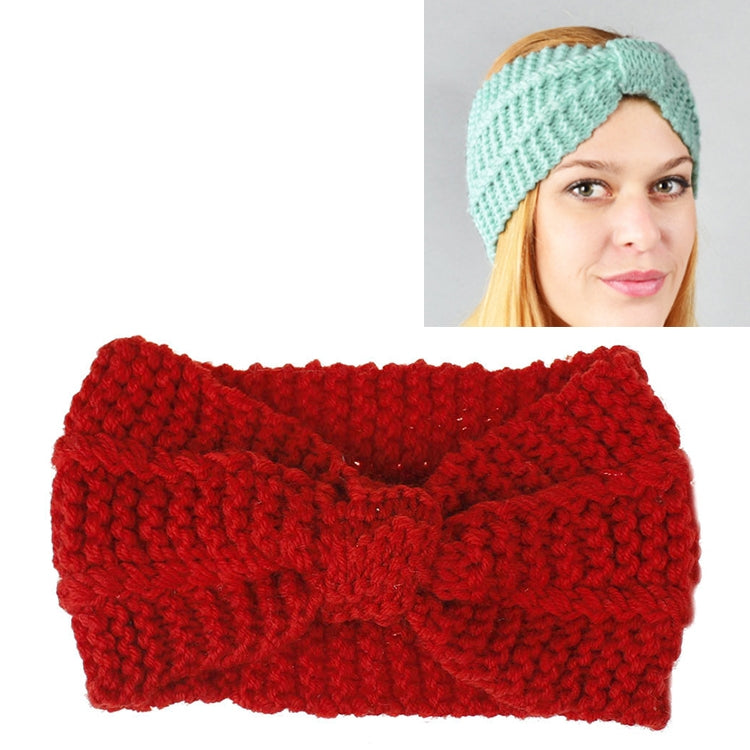 Winter Knitted Headband Turban Women Crochet Bow Wide Stretch Hairband Head Wrap