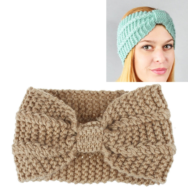 Winter Knitted Headband Turban Women Crochet Bow Wide Stretch Hairband Head Wrap