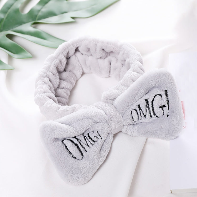 Women New Letter "OMG" Coral Fleece Soft Bow Headbands Cute Hair Holder Headwear Hair Accessories