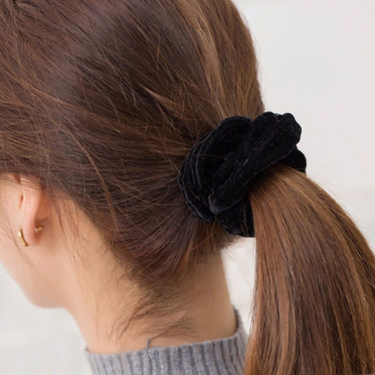 5 PCS Velvet Solid Color Elastic Hair Bands Ponytail Holder Scrunchies Tie Hair Rubber Band Headband
