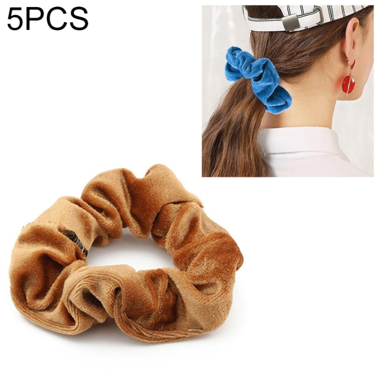 5 PCS Velvet Solid Color Elastic Hair Bands Ponytail Holder Scrunchies Tie Hair Rubber Band Headband