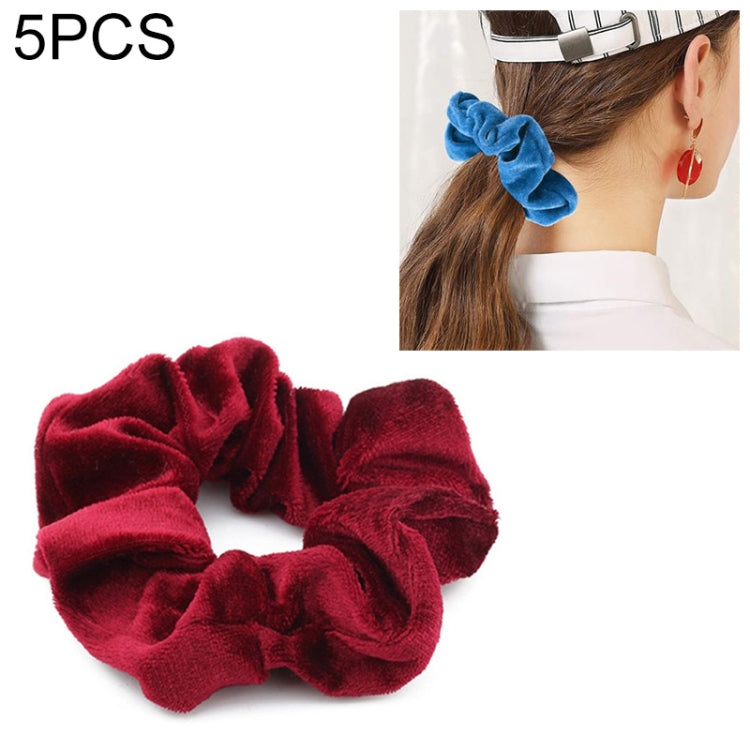 5 PCS Velvet Solid Color Elastic Hair Bands Ponytail Holder Scrunchies Tie Hair Rubber Band Headband
