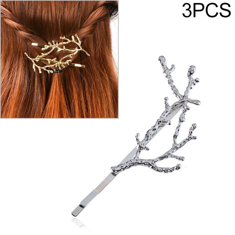 3 PCS Vintage Tree Branch Hair Clips Girls Alloy Hairpins, Length: 7.8 cm