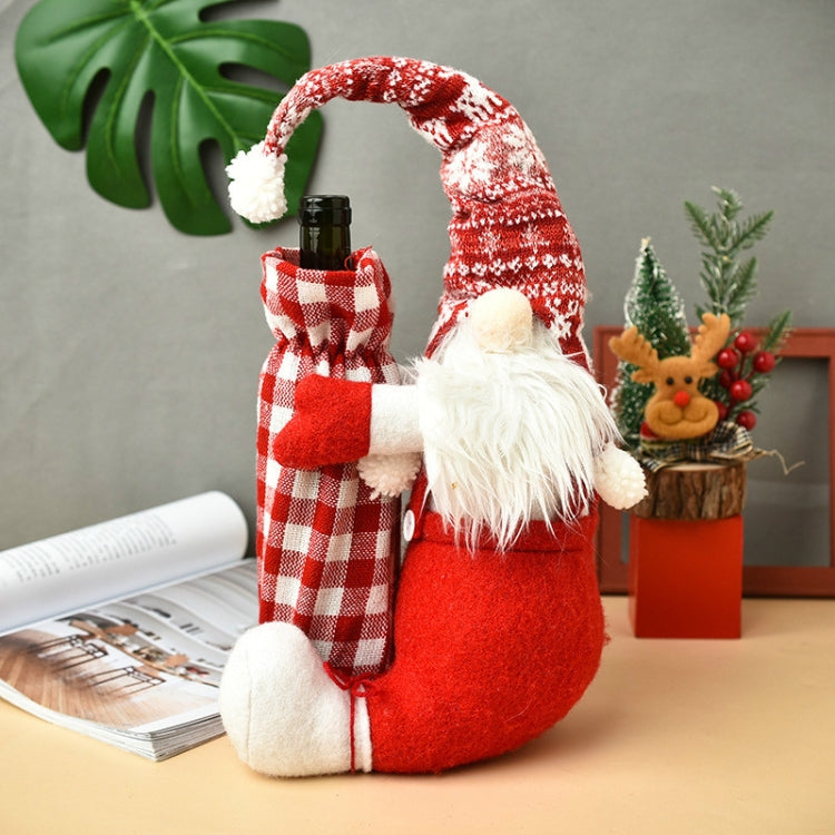 Christmas Faceless Doll Wine Bottle Cover Santa Claus Dining Table Standing Doll Wine Bottle Cover Decoration
