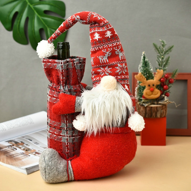 Christmas Faceless Doll Wine Bottle Cover Santa Claus Dining Table Standing Doll Wine Bottle Cover Decoration