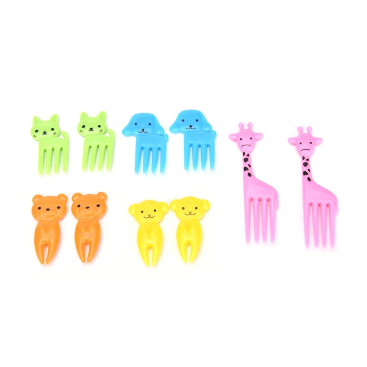 5 Sets 10 in 1 Creative Cartoon Animal Plastic Children Fruit Fork Bento Decoration Toothpick