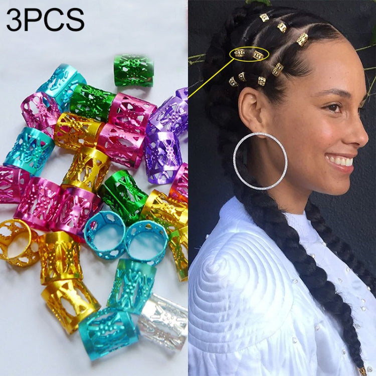 3 PCS Dreadlocks Aluminum Rice Beads Hair Accessories