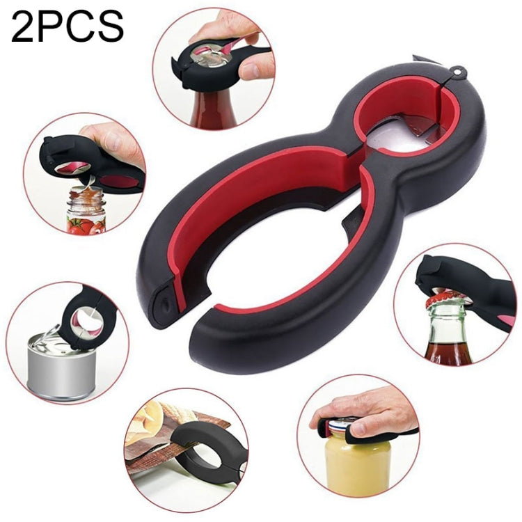 2 PCS 6 in 1 Multi-Function Twist Bottle Opener All in One Jar Gripper Wine Beer Lid Twist Off Jar Opener Claw