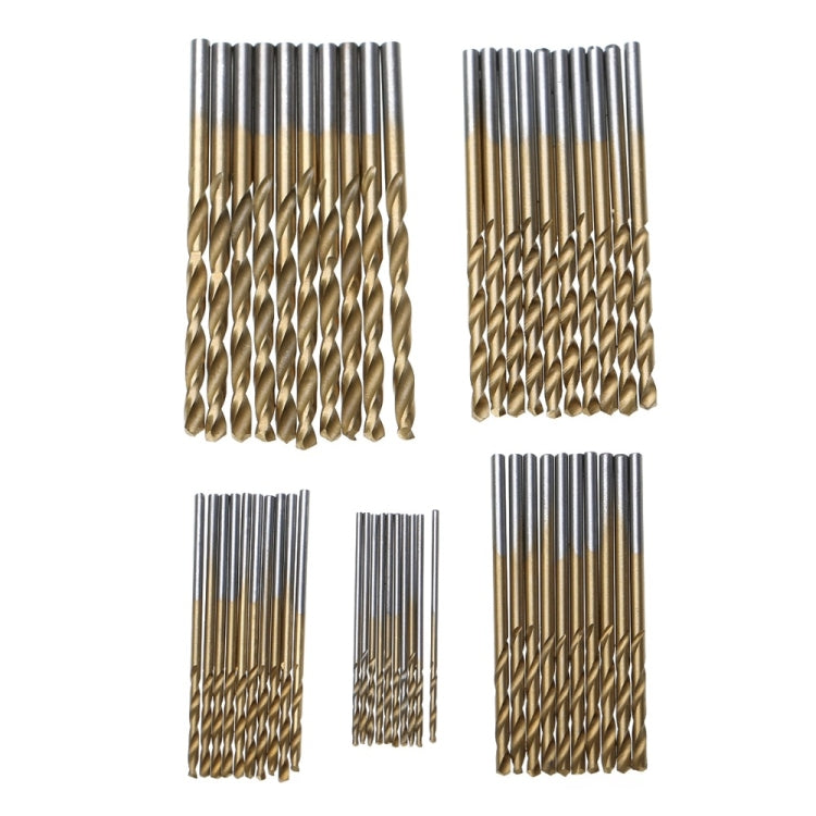 50 PCS/Set Titanium Coated Drill Bits High Speed Steel Drill Bit Set Power Drilling Tools