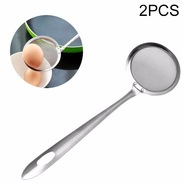 2 PCS Kitchen Stainless Steel Mesh Skimmer Vegetable Residue Oil Mesh Colander Strainer, Size: 19x7.3x6.2cm