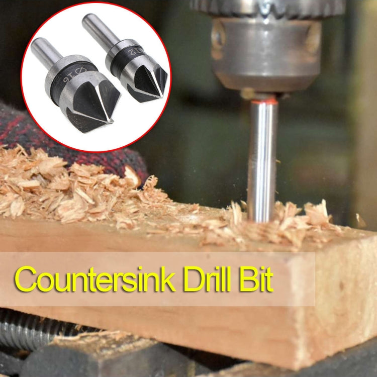 2 In 1 Round Handle 5 Blade Chamfering Woodworking Countersunk Drill Cone Drill
