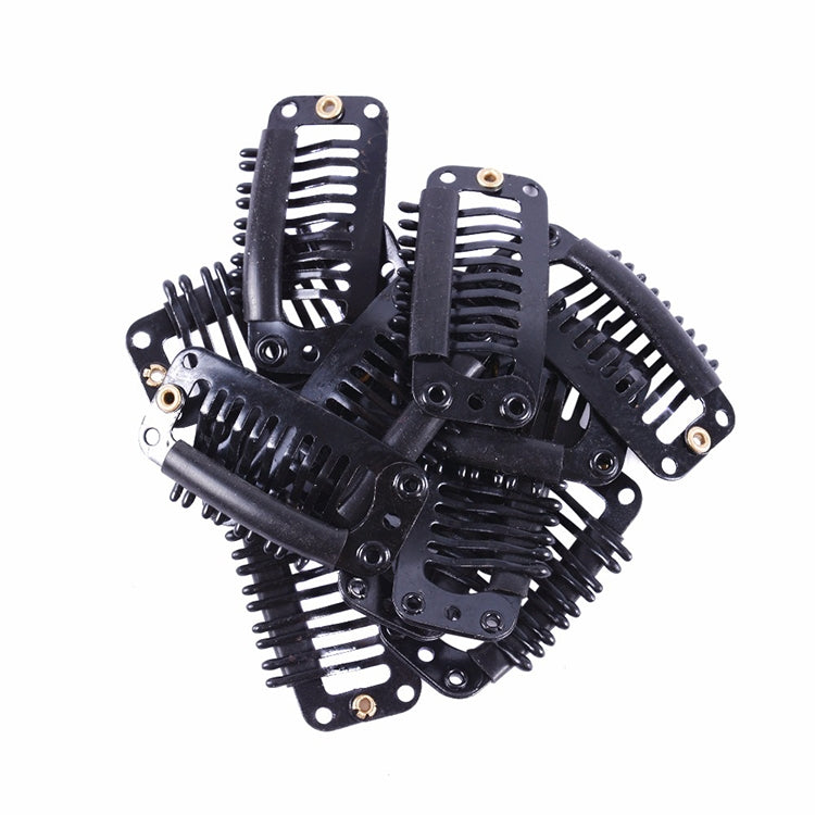 20 PCS 32mm 9-teeth Hair Extension Clips Snap Metal Clips With Silicone Back