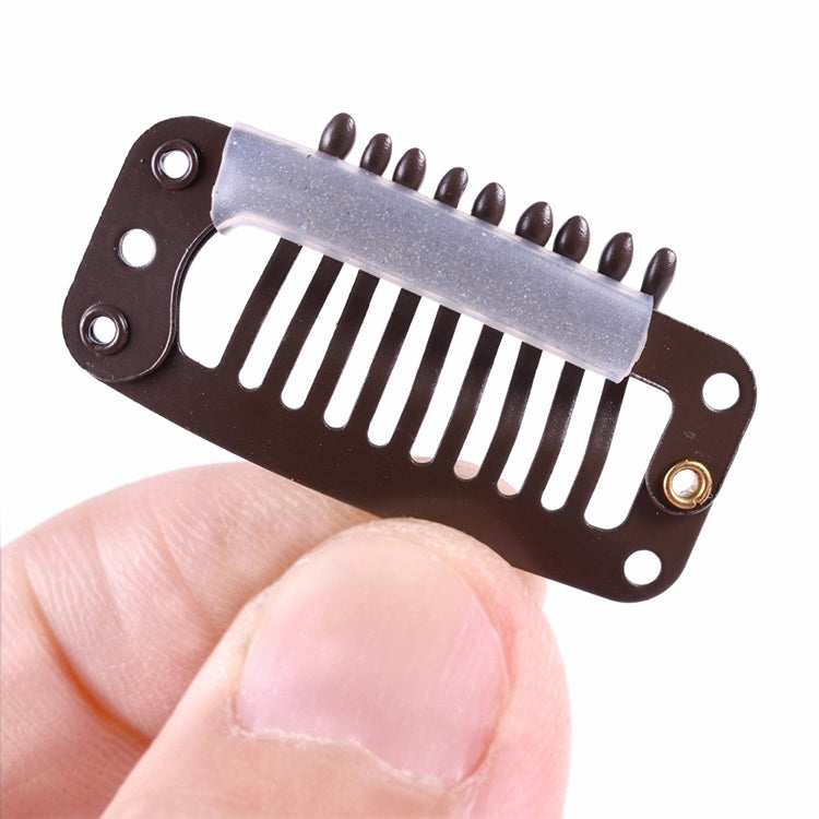 20 PCS 32mm 9-teeth Hair Extension Clips Snap Metal Clips With Silicone Back