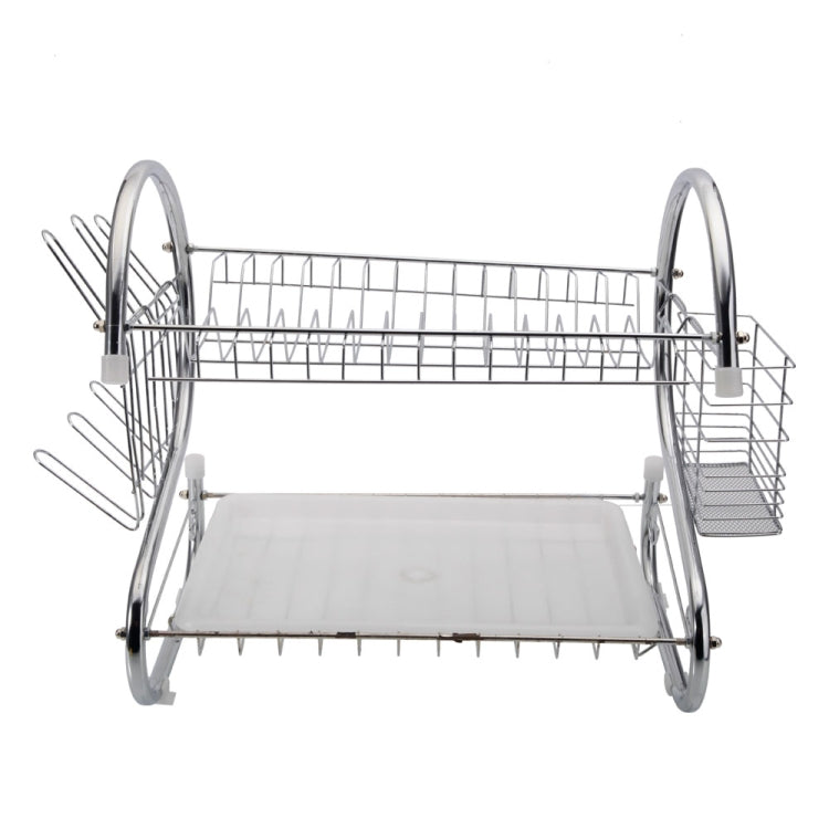 2 Tiers Kitchen Dish Drying Rack Drainer Dryer Tray Cultery Holder