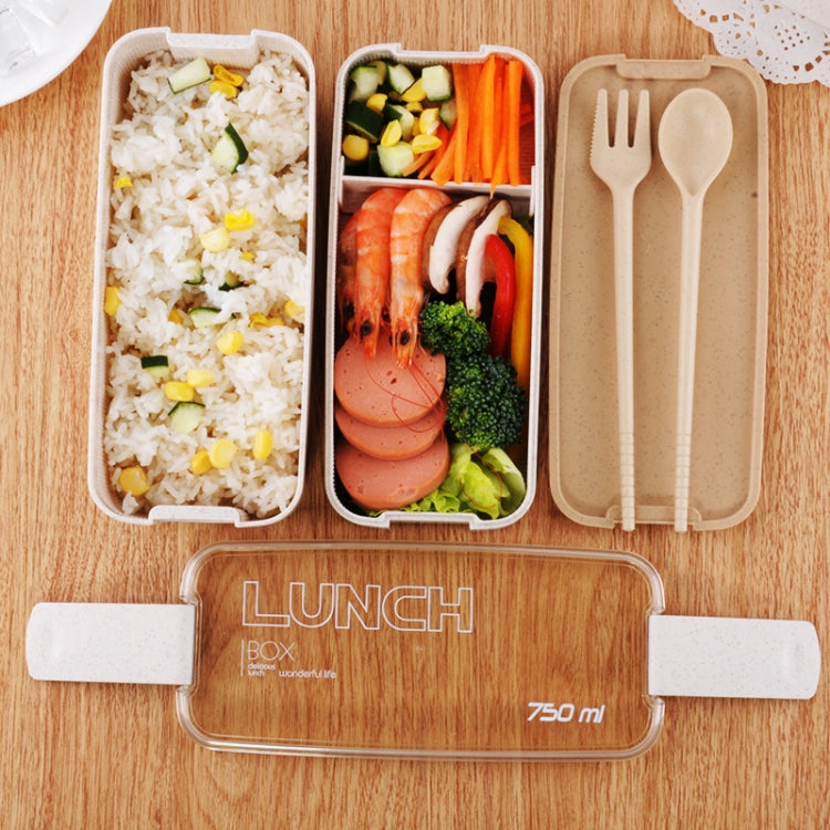750ml Healthy Material Wheat Straw 2 Layer Lunch Box Dinnerware Food Storage Bento Container Microwave Lunchbox