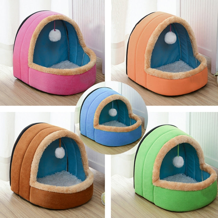 Pet Dog Cat  Warm Soft Bed Pet Cushion Dog Kennel Cat Castle Foldable Puppy House with Toy Ball