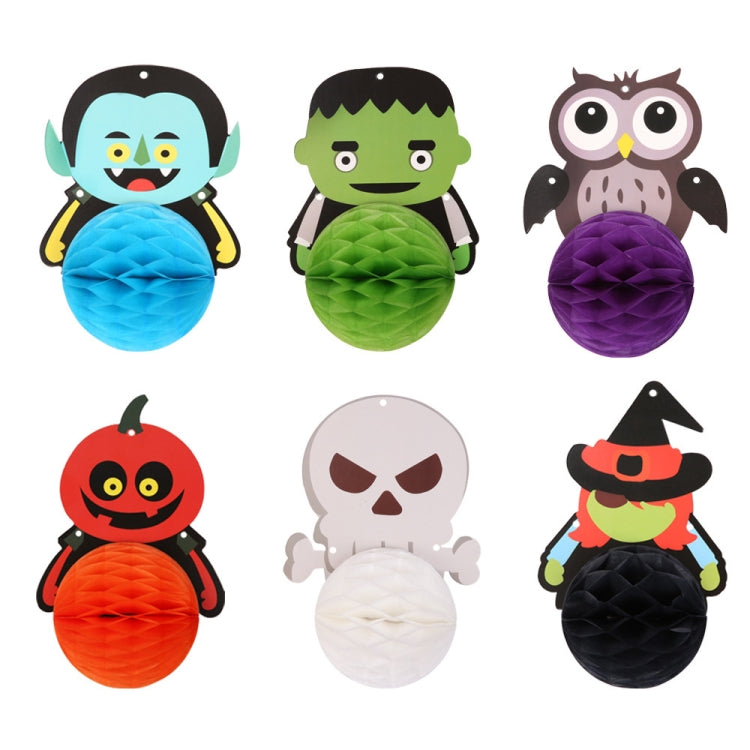 1set Halloween Hotel Shopping Mall Background Wall Atmosphere Decoration Honeycomb Ball Paper Flag