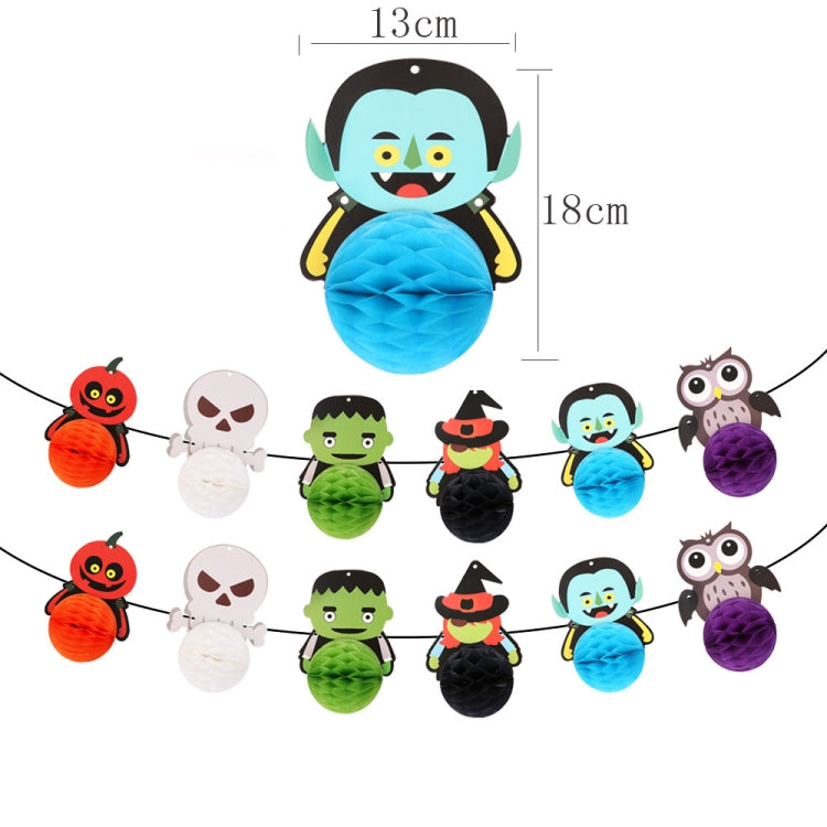 1set Halloween Hotel Shopping Mall Background Wall Atmosphere Decoration Honeycomb Ball Paper Flag